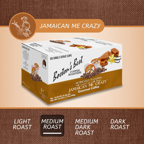 1 Count (80 Bostons Best - Jamaican Me Crazy Flavored Delicious Gourmet Coffee, Single Serve Cups)