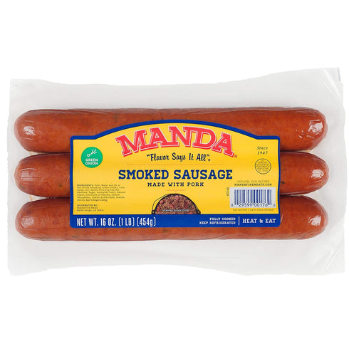 Manda Fine Meats Green Onion Sausage 1 lb (3 Pack)