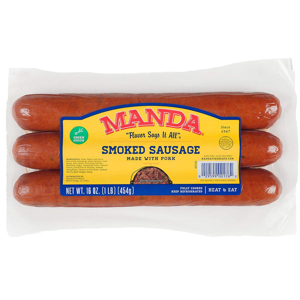 Manda Fine Meats Green Onion Sausage 1 lb (3 Pack)