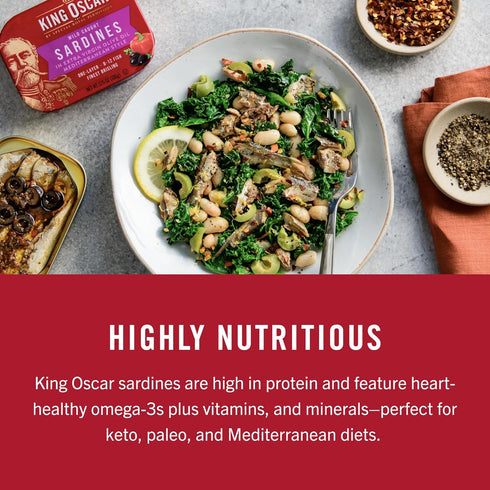 3.75 (Pack 12) Packaging King Oscar Wild Caught Brisling Sardines In Pure Spring Water, Ounce of ( May Vary )