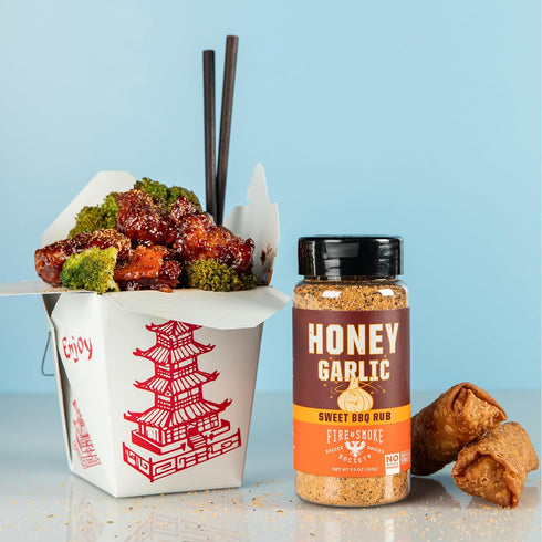 (2-Pack) Fire & Smoke Society Honey Garlic BBQ Rub | Seasonings for Smoking and Grilling | Pulled Pork Ribs Chicken