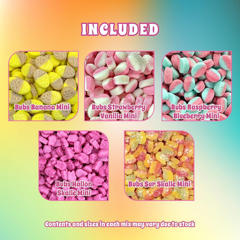 1 lb Gummies Bubs Swedish Candy Mix Mini Vegan & Gelatin Free Sweet & Sour | Assorted Skulls & Ovals | Banana/Toffee