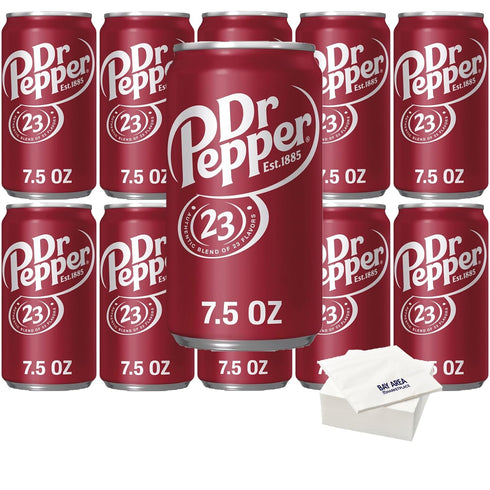BAY AREA MARKETPLACE Dr. Pepper Mini Cans, 7.5oz Cans, (Pack of 10) with Napkins