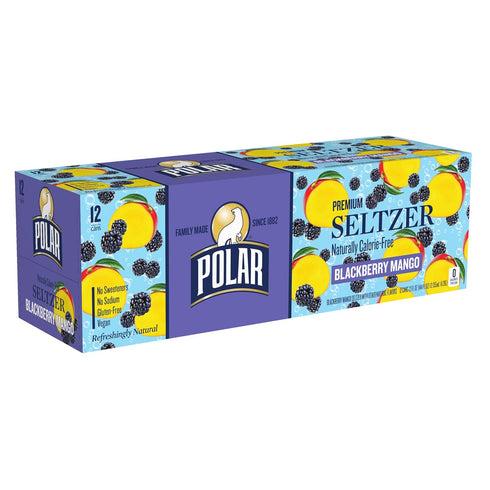 12oz 12 pack Polar Seltzer Water Blackberry Mango Can