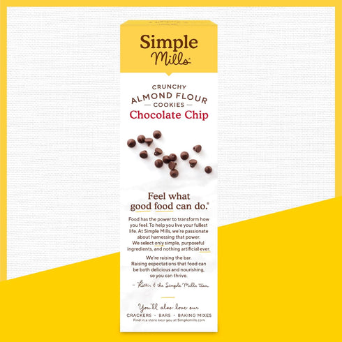 (Packaging Simple Mills Almond Flour Chocolate Chip Cookies, Gluten Free and Delicious Crunchy Cookies, Organic Coconut