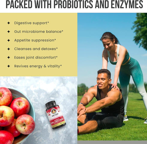 1600MG (120 Ancient Bliss Apple Cider Vinegar Organic Capsules with The Mother, Helps Improve Digestion, Unfiltered