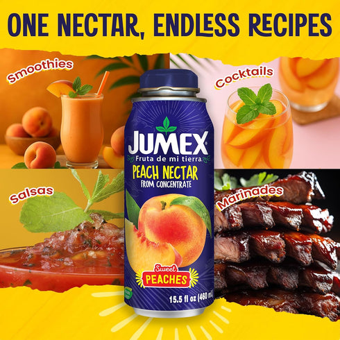 15.5oz, 12 Pack Jumex Peach Nectar Lata Botella - Made with Fresh Fruit Puree & Peach Juice Concentrate for Fruit