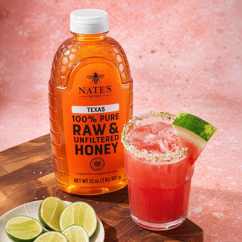 100% 32 oz. Nate's Texas Pure, Raw & Unfiltered Honey - Squeeze Bottle - All-natural Sweetener
