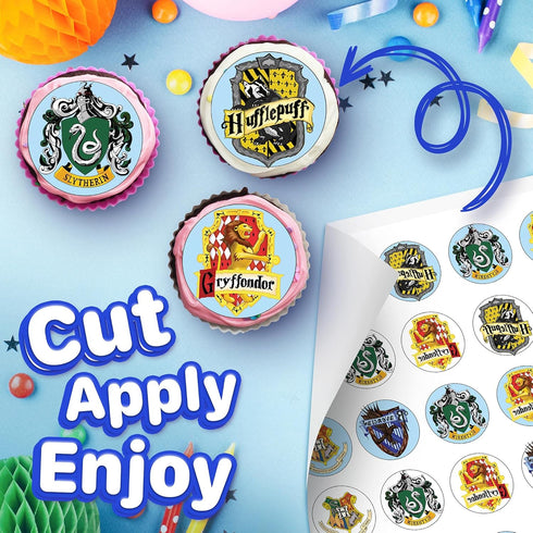 30 x Cupcake Toppers - Wizarding World Inspired Collection of Edible Cake Decorations, Uncut on Wafer Sheet