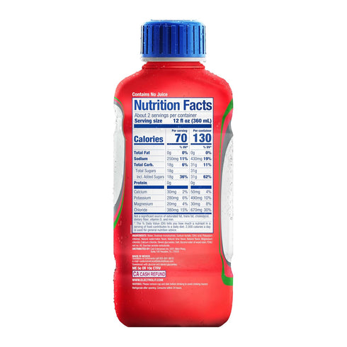 21 Oz (Pack 12) Electrolit, Electrolyte Beverage, Watermelon-Lime, Fl bottle