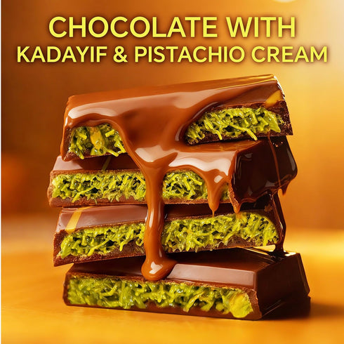 Zontixyrl 7.05oz Dubai Chocolate Bar Pistachio Rich Milk Chocolate with Creamy Pistachio Filling & Crispy Kadayif