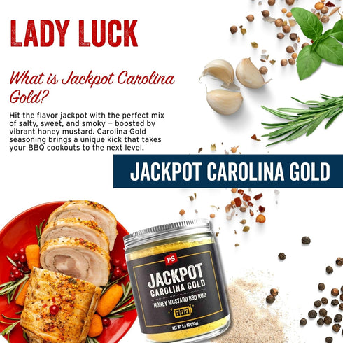 PS Seasoning Jackpot Carolina Gold - Sweet and Tangy Honey Mustard BBQ Seasoning and Rubs for Smoking and Grilling