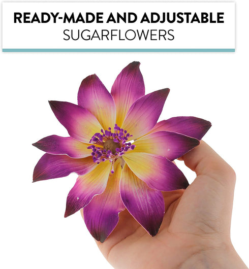 3 Count Global Sugar Art Tranquil Water Sugar Cake Flowers, Purple by Chef Alan Tetreault