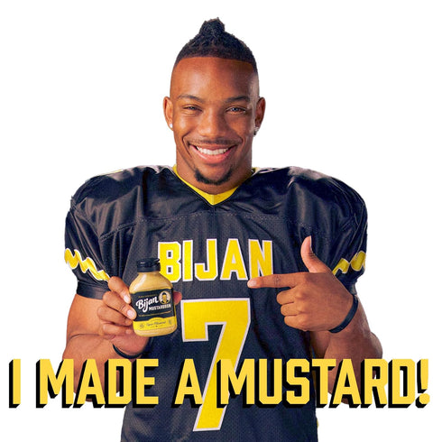 9 oz Bijan Mustardson Gourmet Dijon Mustard, Bold & Smooth Premium Spicy Condiment for Sandwiches, Pretzels, Burgers