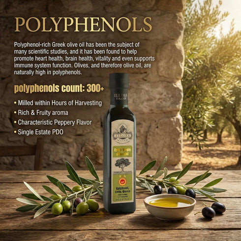 8.5 oz. Pack 2 Ellora Farms, Greek Extra Virgin Olive Oil, Certified Single Estate PDO, Traceable, Kosher Glass