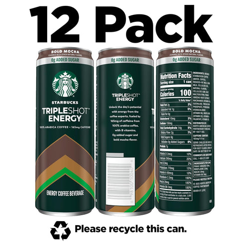 165mg 11 oz (12 Pack) Starbucks Tripleshot Coffee Energy Drink, Mocha, Triple Blend, Caffeine, B Vitamins, Protein