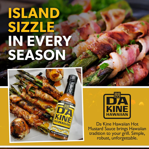 Da Kine Hawaiian 5 oz. 3-Pack) Hot Mustard Sauce - Made with Pineapple Juice for Meat Tenderizing, Ideal for Dipping