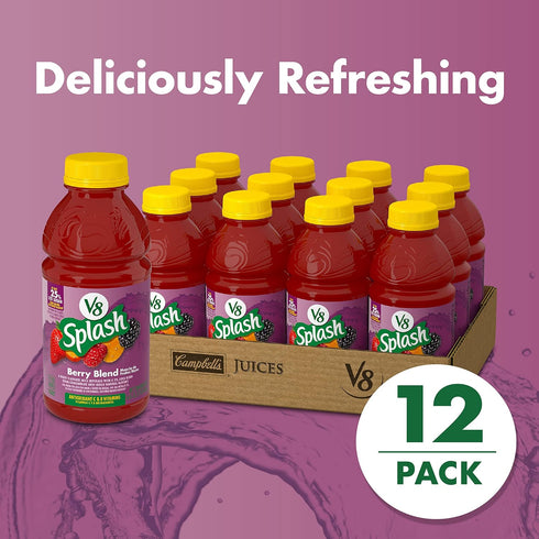 V8 Splash 16 oz (12 Pack) Berry Blend Flavored Juice Beverage, fl Bottle