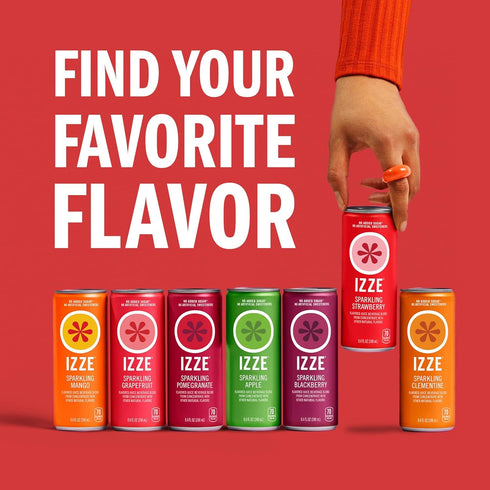 8.4 OZ, 24 IZZE Sparkling Water Juice Beverage Blend, Grapefruit, No Sugar Added, FL Cans