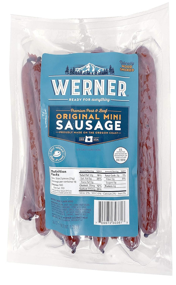 Werner Mini Sausage Sticks Pack of 36 Bulk Meat Sticks 6 Sausage