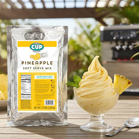 5.5 lb By The Cup Non-Dairy Pineapple Soft Serve Mix, Gluten Free, Bag