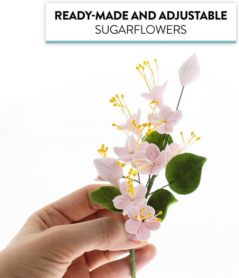1 Count Global Sugar Art Cherry Blossom Sugar Flower Spray Gumpaste Flowers for Cakes Handmade Cake Decorations Sakura