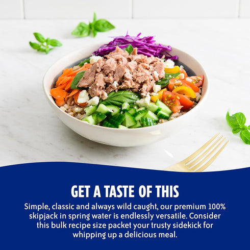 5 Packets, 12-Count 100% Chicken of the Sea Wild Caught Light Tuna in Spring Water, Ounce High Protein Skipjack Tuna