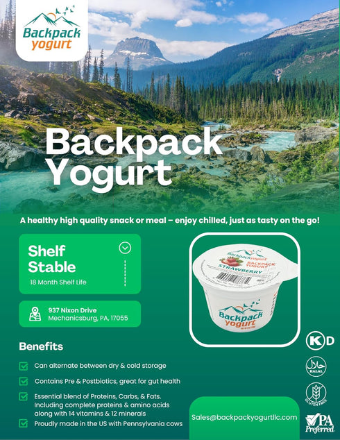 Backpack Yogurt 4 oz. (48 count) , Strawberry - Real Fruit Yogurt - No Fridge Needed - Kosher Certified - Gluten Free