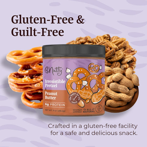 Pack 9oz Pack 4 BNutty Gourmet Peanut Butter Variety | Totally Toffee, Blissful Blueberry, Irresistible Pretzel