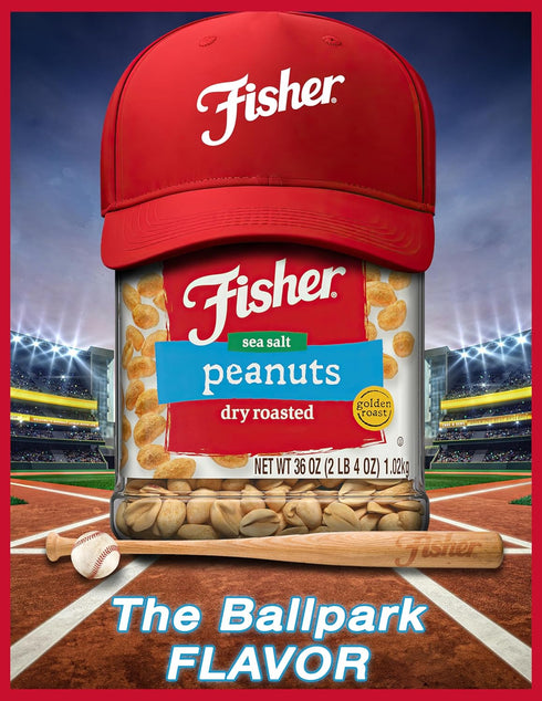 36 Fisher Snack Sea Salt Dry Roasted Peanuts, Ounces, No Artificial Colors or Flavors