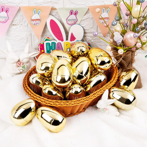 40pcs 3.1"Large Supernal Golden Easter Egg Golden Metallic Easter Eggs Great For Easter Theme Party Favor Easter Eggs