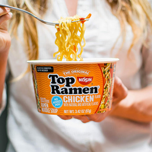 3.42 (Pack 6) Nissin Top Ramen Bowl Ramen Noodle Soup, Chicken, Ounce