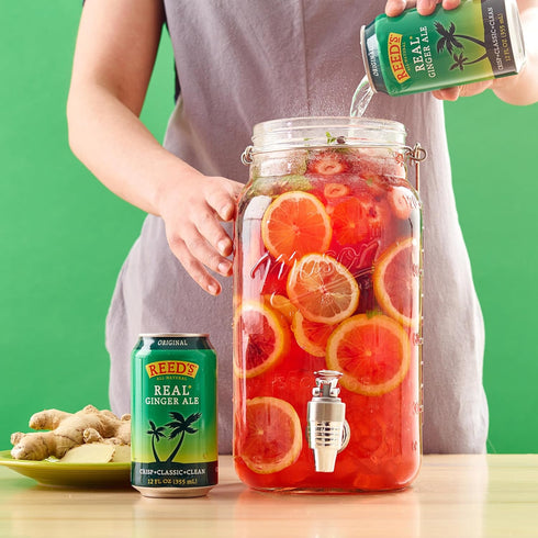 12oz 24 Pack Reed's Real Ginger Ale - Made with Pressed Organic Ginger - Crisp, Classic Taste - Slim Cans