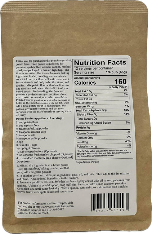 Authentic Foods 1 lb Premium Potato Flour