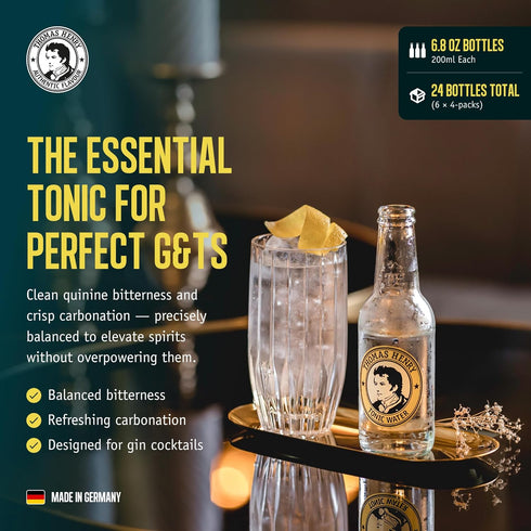 6.8 Oz (200 ml) 24 Pack, Thomas Henry Mystic Mango Soda, Premium Tropical Cocktail Mixer, Fl Bottles, Made in Germany