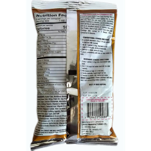 lasco 3 (120g) (120 Oats Porridge Mix, Quick Cook, Breakfast Cereal, Servings g, Banana)