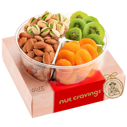 NUT CRAVINGS - Dried Fruit & Mixed Nuts Gift Basket in Red