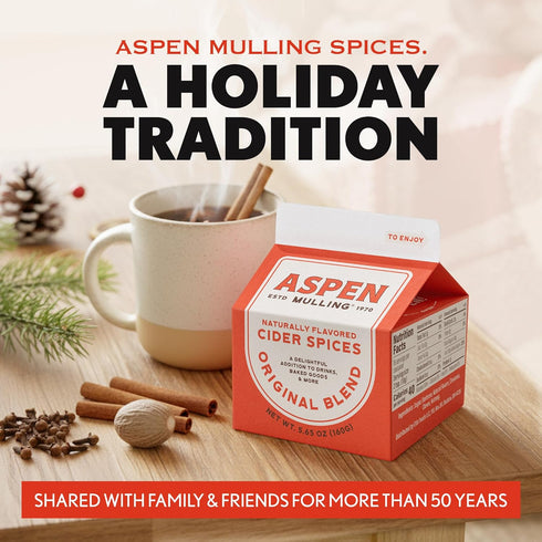 ASPEN MULLING 5.65oz. (Pack 4) Cider Spices Original Blend. Cinnamon, Nutmeg, & Clove. Holiday Mulling Spice Mix