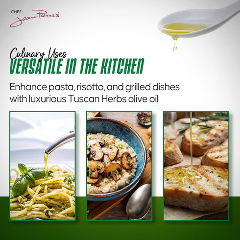 750ml (25oz) Chef Jean Pierre's Tuscan Herb Olive Oil - Naturally Infused, Glass Bottle - Elevate Your Dishes with a