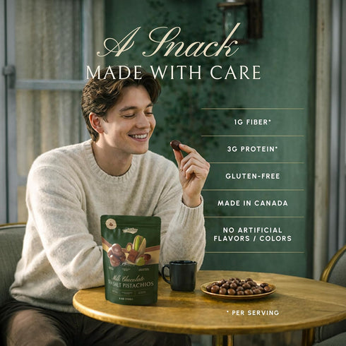 4 oz, Pack Snackathon Milk Chocolate Covered Pistachios with Sea Salt Creamy Pistachio Milk Chocolate Indulgence, Sweet