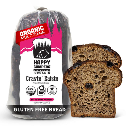 Happy Campers Cravin Raisin Cinnamon Spice Gluten Free Bread, Organic, Non-GMO, Vegan,