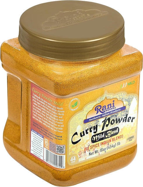Rani Curry Powder Mild, 10-Spice Indian Blend, 1 lb (454g) PET Jar - All Natural, Vegan, Kosher