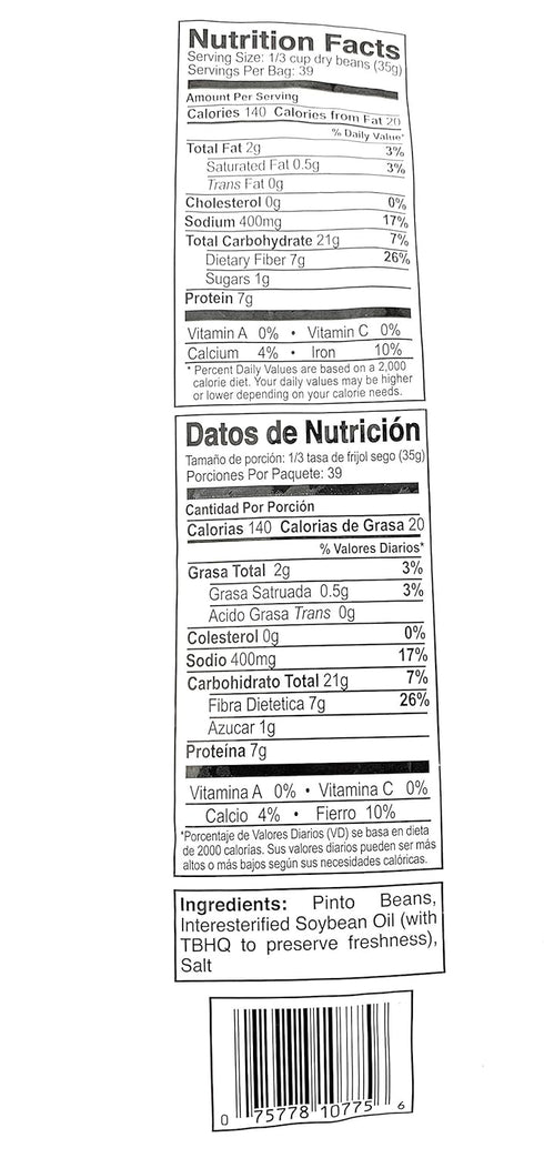 Casa Corona 3lb Instant Mexican Style (Refried Beans Bag)