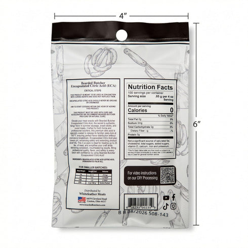 60%, 3 oz Summer 25 lbs Bearded Butchers Encapsulated Citric Acid Non-GMO, - Sausage Tang Flavor, Ideal for Meat