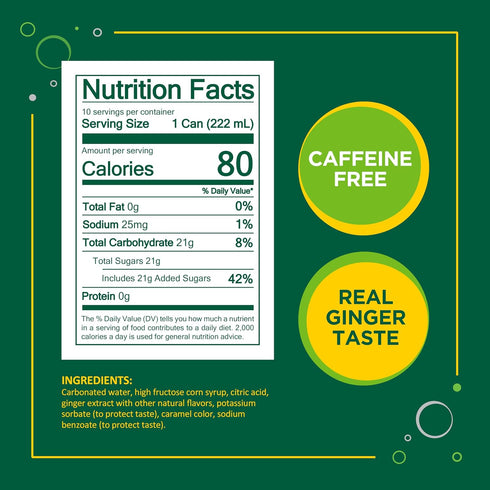 7.5 oz, 10 Pack Seagrams Ginger Ale Soda Soft Drinks, fl