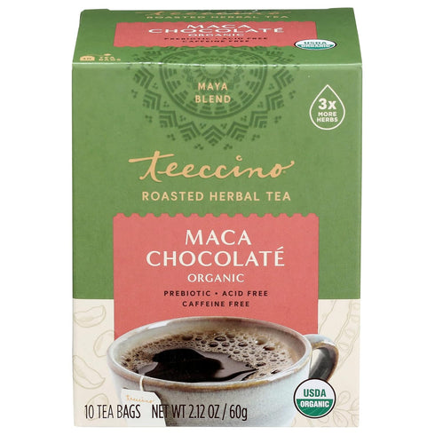 10 Teeccino Maca Chocolat Herbal Tea - Rich & Roasted Herbal Tea Thats Caffeine Free & Prebiotic with Natural Energy