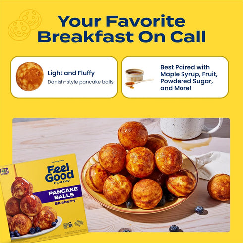 Frozen 12.7 oz Feel Good Foods Gluten Free Blueberry Pancake Balls | Breakfast Snacks |