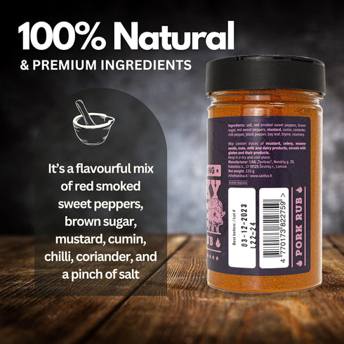 Smoky Pig BBQ Pork Rub, 100% Natural BBQ Seasoning, Perfect Blend of Spices for Smoky BBQ and Grill Pork Dishes