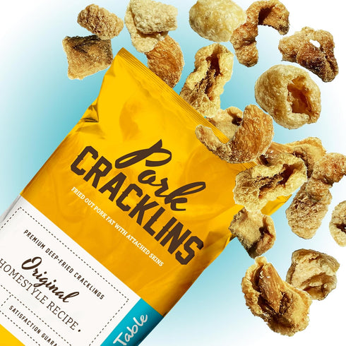 0g 5 Oz (Pack 3) Lanna Table Pork Cracklins, Southern Flavor Chicharrones Style, Fried Pork Skins Attached with Fat
