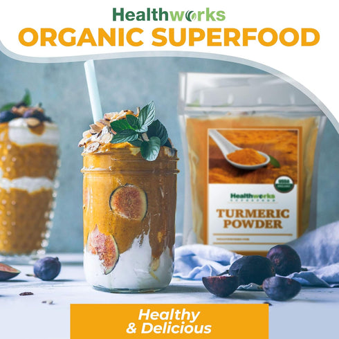 Healthworks Superfoods Organic Turmeric Powder - 8 Oz - Raw Ground Organic, Curcumin, Keto, Paleo, Vegan, Non-GMO